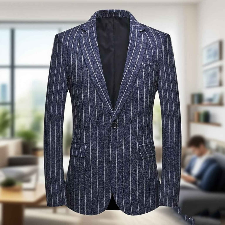 USNSM Men's Striped Sport Suit Coat Slim Fit Pinstripe Blazer Suit
