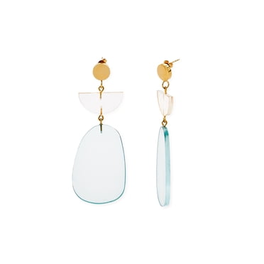 Scoop Women’s 14K Gold Flash-Plated Translucent Blue Resin Drop Earrings