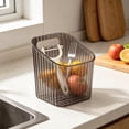 thumbnail image 4 of 1 Pc Storage Organizer Bins Wall Mounted Shower Caddy, Bathroom shelves Stackable Clear Plastic Toothbrush Holder Adhesive Hanging Bin for Bathroom, Kitchen, Cabinet, 3.85x3.77x4.33 Inch, Gray, 4 of 9