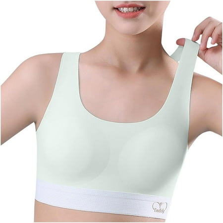 YABCSAZ Sports Bras for Girls Soft Comfort Flex Fit Seamless Bra Spaghetti Strap Sports Bra Stretch Youth Training Bra Girls Cami Student Bralette Bra with Pads Age 12-15 Size M