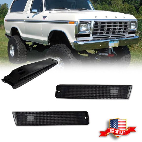 GTINTHEBOX 2x Smoke Front Corner Turn Signal Lights For 1973-1979 Ford F-150 Truck 1978-1979 Bronco