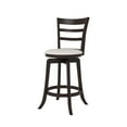 thumbnail image 2 of CorLiving Woodgrove Dark Brown Swivel Bar Stool with White Faux Leather Seat – Sold Individually - Counter Height Bar Stools with Back - Wood Barstools for Kitchen Island, or Kitchen Counter, 2 of 5