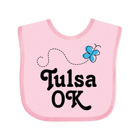 

Inktastic Tulsa Oklahoma butterfly Gift Baby Girl Bib
