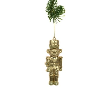 Starlight Collection, Gold Glittered Bear Soldier Ornament with Trumpet (Pack of 4)