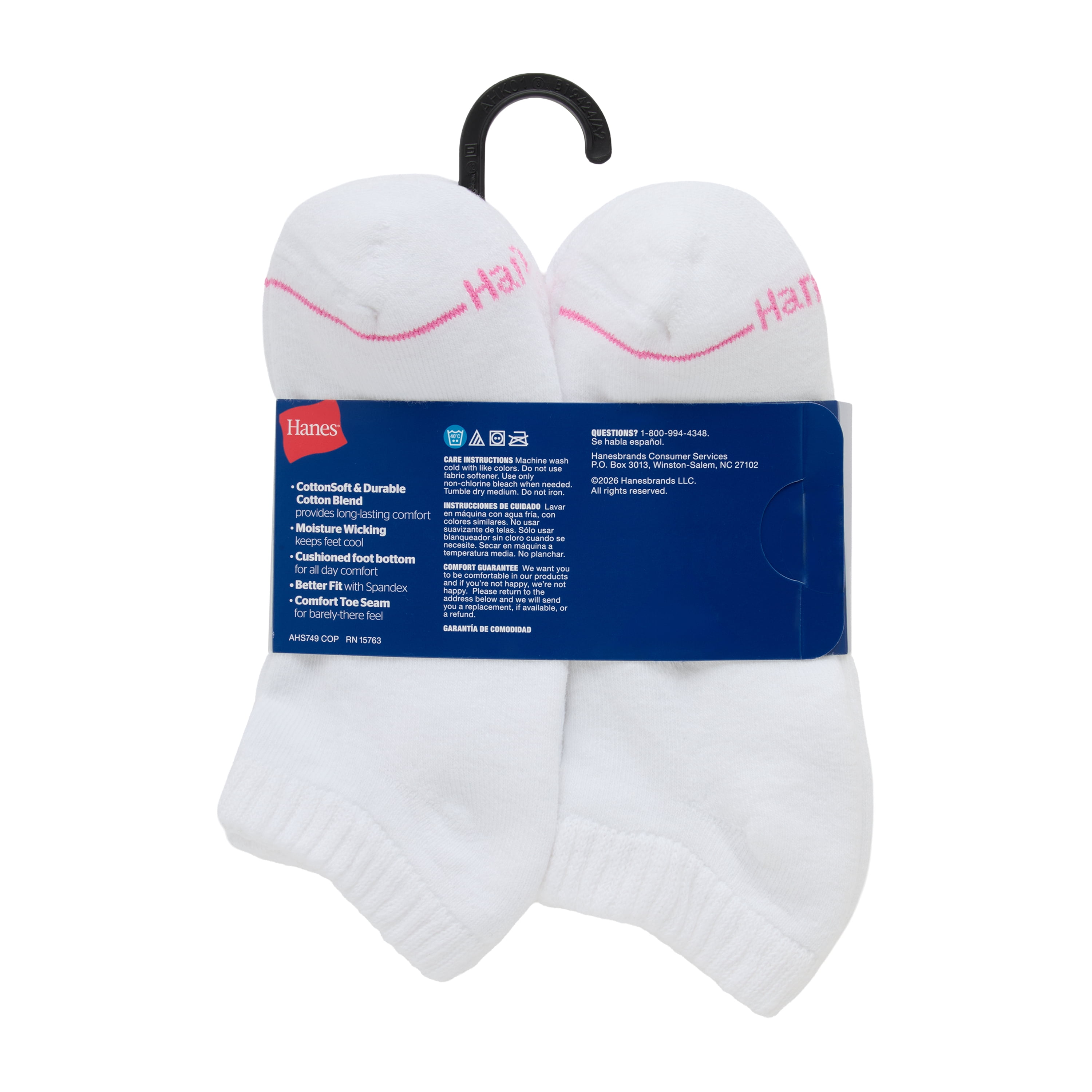 Hanes Womens CottonSoft No Show Socks, 10-Pack, Size 4-10