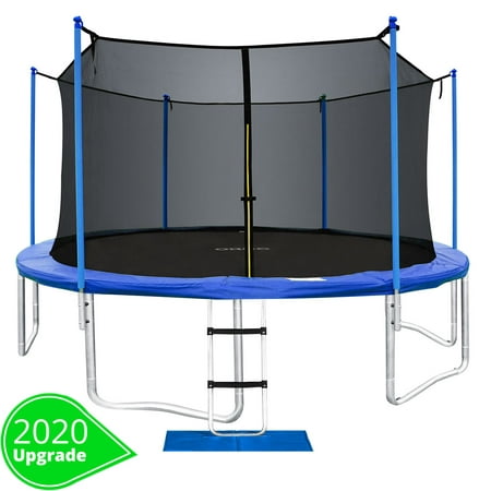 ORCC New Upgrade 15 14 12 10 FT Trampoline with Safety Enclosure Net Wind Stakes Rain Cover Ladder,Outdoor Trampoline with TUV Certificated,Best Gift for (Best Value Trampolines Australia)
