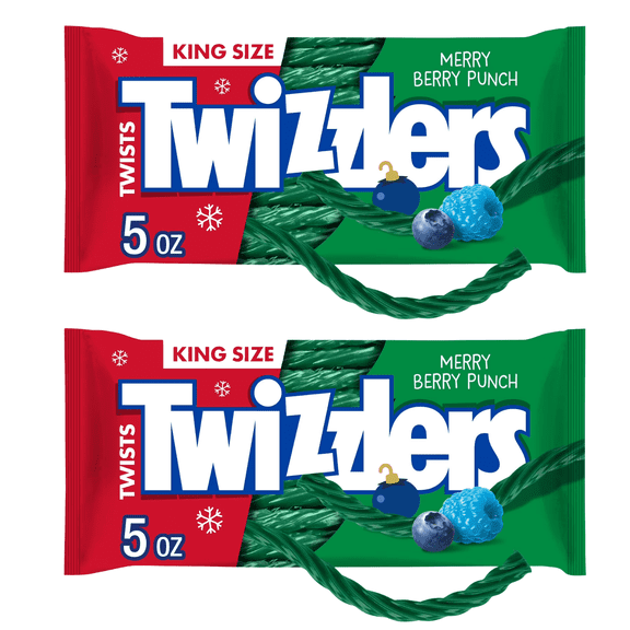 2-Pack Twizzlers Merry Berry Punch King Size Twists Holiday Candy, 5 oz each