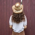 thumbnail image 7 of Straw Cowboy Hat for Women and Men with Shape-It Brim, Western Cowboy Hat, Turquoise/Beads - Tea Stain, 7 of 7