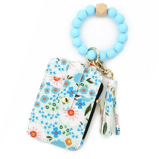 Sonducket Cartera con estampado floral para mujer con de silicona llavero 2024 de cuentas de silicona bolso de tarjeta Ropa, zapatos y accesorios Miscelánea ocho