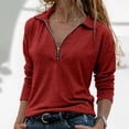thumbnail image 2 of Womens Half Zip Pullover T Shirts Quarter Zip Up Polo Sweatshirt 2026 Trendy Crewneck Long Sleeve Basic Collared Tops, 2 of 7