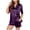Purple, variant on yillto Womens Silky Satin Pajamas Set Soft Short Sleeve 2piece Pjs Button down Sleepwear Loungewear Shorts Set
