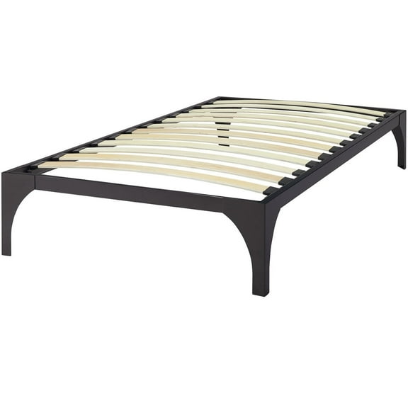 Platform Bed Frame, Twin Size, Brown, Metal, Bedroom, Modern Contemporary HB35080