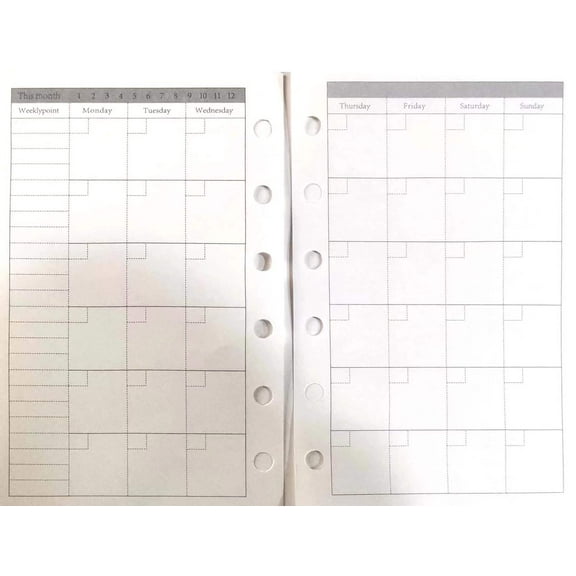 WEUVEB 3-Pack Weekly Planning Pad Refills Undated 6-Hole Loose Leaf Paper for Effective Organization
