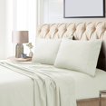 thumbnail image 1 of Tribeca Living Egyptian Cotton Sateen 800 Thread Count Hemstitched Deep Pocket Sheet Set, Queen, Ivory, 1 of 4