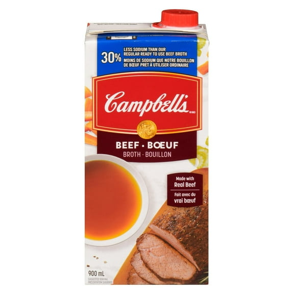 Campbell's® Ready to Use 30% Less Sodium Beef Broth, Shelf Stable, 900 mL