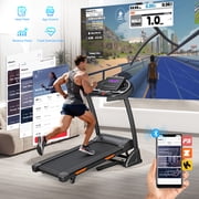 4.0HP Folding Treadmill, 300-400lb Capacity, 15 Levels Auto Incline Treadmills for Home Running and Walking Max 10MPH Speed Dprodo Foldable EleTreadmill Running Machine with APP & Bluetooth