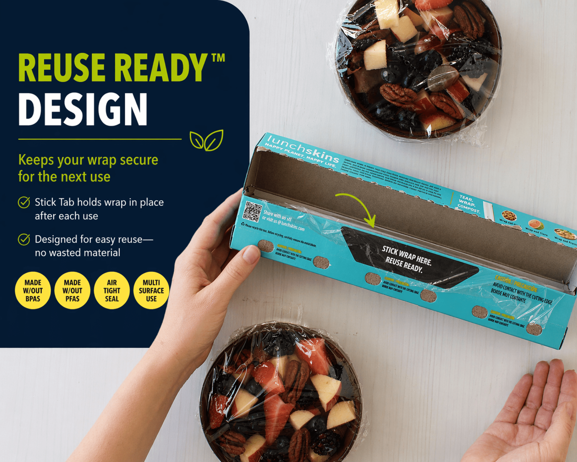 Lunchskins Compostable Clear Cling Food Wrap, 100 sq ft