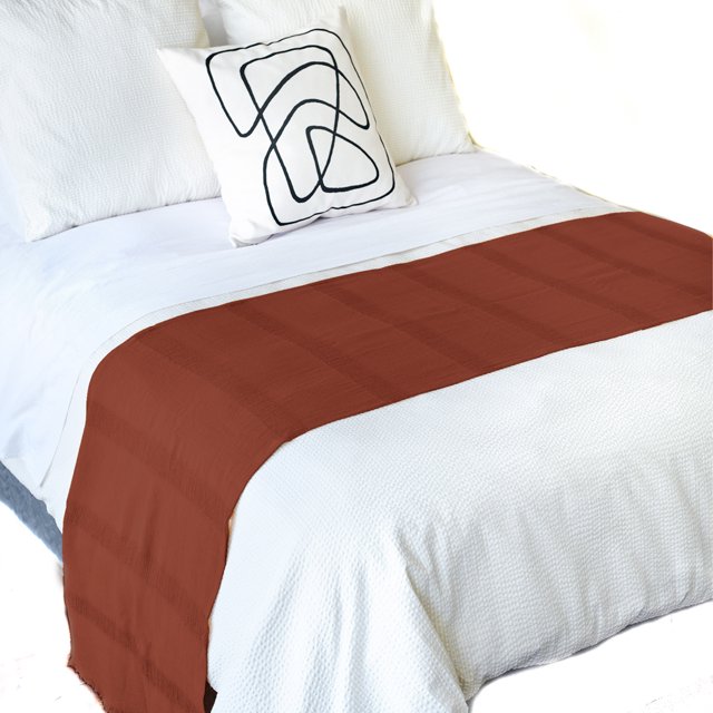 Pie de cama matrimonial - Camino decorativo para colcha o cobertor - tejido artesanal - tabaco MACAR Pie de cama M tabaco