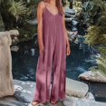 thumbnail image 2 of Plebaso Women's V Neck Sleeveless Jumpsuits Loose Spaghetti Strap Casual Wide Leg Rompers with Pockets, 2 of 6