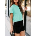 thumbnail image 2 of Sherrylily Women Short Sleeve Crew Neck Loose Crop Top Summer Casual Drop Shoulder Basic Tee, 2 of 4