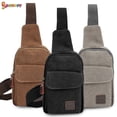 thumbnail image 2 of Spencer Men's Casual Crossbody Bags Canvas One Shoulder Backpack Mini Chest Pack Fashion Shoulder Sling Bag (8.7"*5.9"*2.0", Gray), 2 of 7