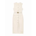 thumbnail image 3 of Women Maxi Dress Sleeveless Bodycon Long Tank Dresses Elegant Button Down Workwear Dress Beige XXL, 3 of 8