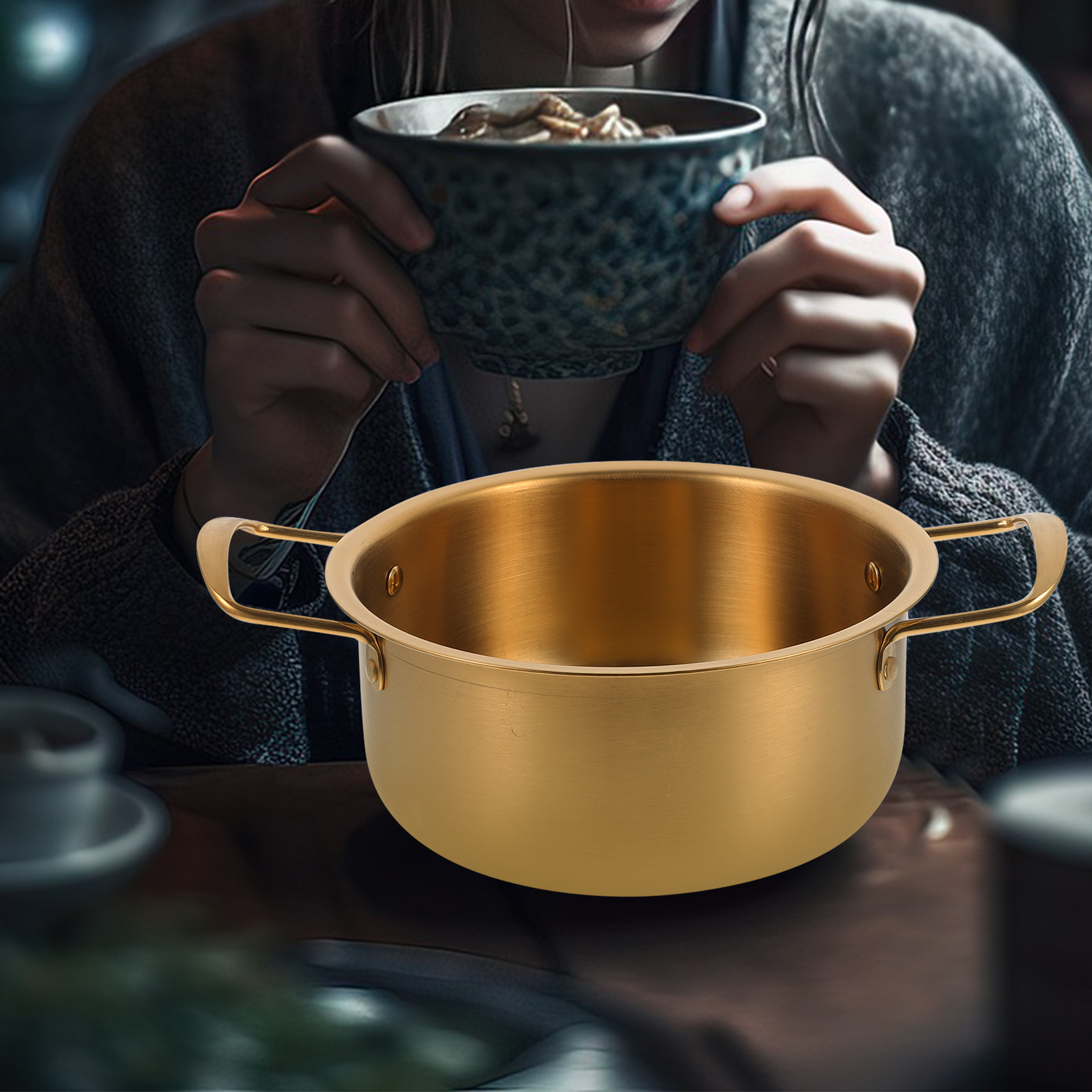 Instant Noodle Pot Stainless Steel Soup Pots Cookware Ramen Cauldron Korean Cooking