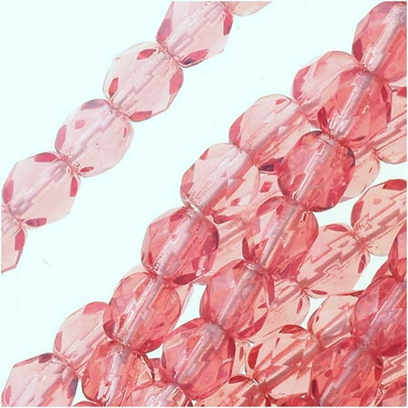 - czech fire polished glass beads 4mm round - opal rose (50)