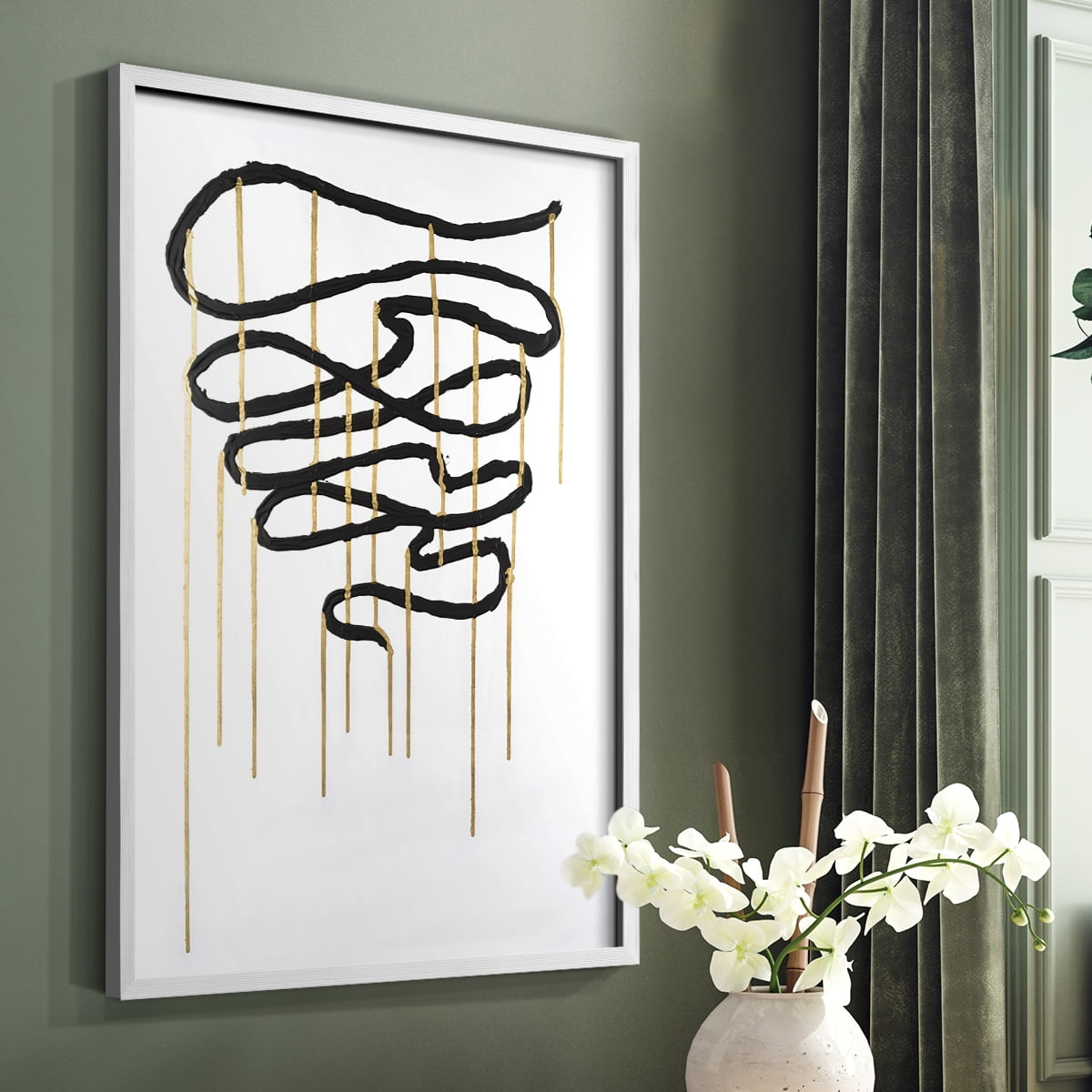 Weeping Ribbon I Framed Print in White Solid Wood 11 x 14 Framed Print