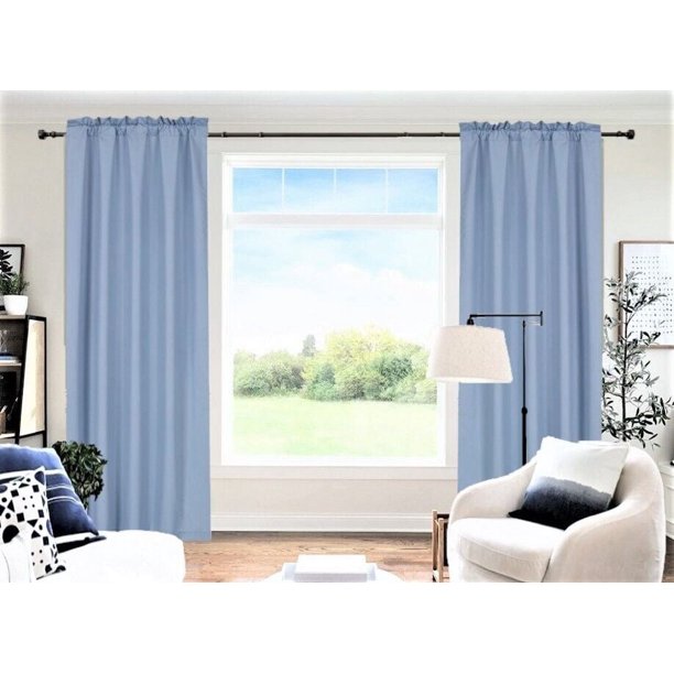 R64 TEAL BLUE - Juego de cortinas opacas con paneles filtrantes de luz y 100 % de privacidad para ventanas, de dos (2) paneles forrados con bolsillo para varilla, de 94 cm de ancho x 213 cm de largo