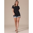 thumbnail image 4 of DARING DIVA Women's Short Sleeve Hollow Out Casual Eyelet Tops M Black, 4 of 6