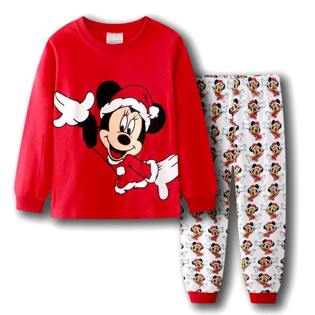 Conjuntos de ropa de dormir para niños y niñas, Pijamas de Minnie de Navidad, Pijamas de algodón para bebés, Pijamas de dibujos animados