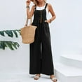 thumbnail image 2 of MSJUHEG Jumpsuits For Women One Piece Jumpsuits For Women Pocket Women Romper Strap Solid Playsuit Button Long Jumpsuit Jumpsuit Womens Jumpsuit Black Xl, 2 of 9