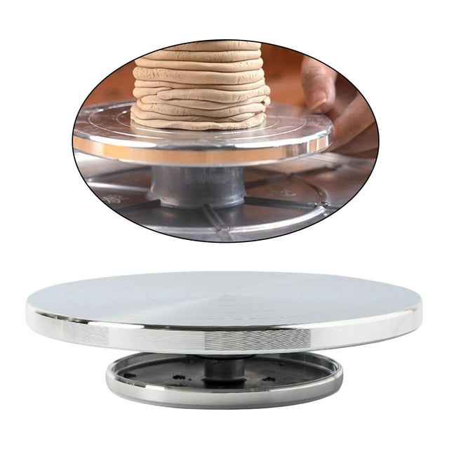 Rueda de cerámica, soporte giratorio de 360 degree, plataforma giratoria, plataforma giratoria de arcilla metálica, herramienta de tallado de cerámica para 18 cm Baoblaze rueda de cerámica