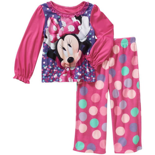 Baby Girls Disney Minnie Mouse Fleece Pyjamas Toddlers Twosie Lounge Set Pjs 