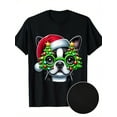 thumbnail image 2 of Boston Terrier Wearing Christmas Tree Glasses Men Women 220g 100% CottonT-Shirt, 2 of 6