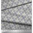 thumbnail image 2 of Soimoi Gray Polyester Crepe Fabric Quatrefoil & Grandiflora Rose Floral Printed Craft Fabric by The Yard 42 Inch Wide, 2 of 3