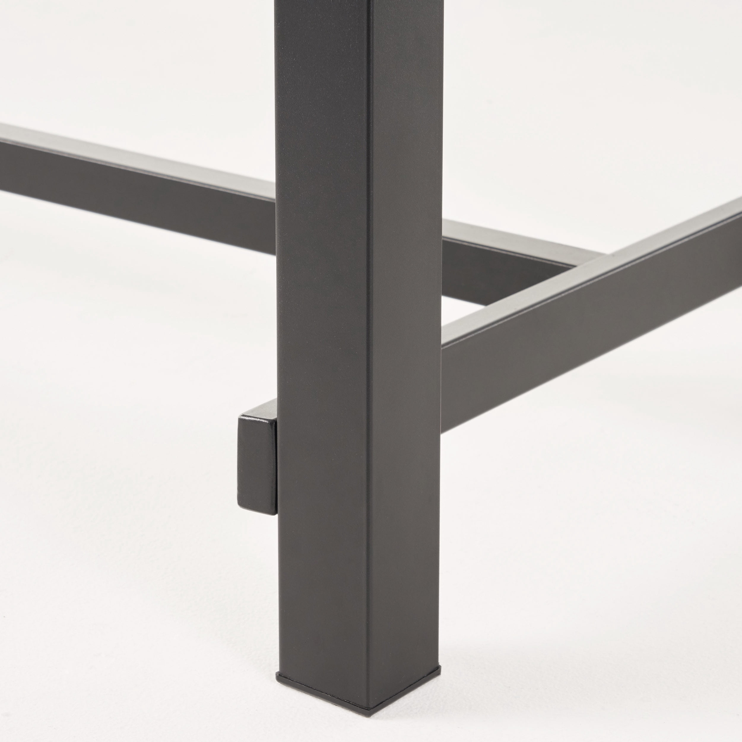 Kamden Outdoor Eight Seater Iron Dining Table, Light Gray and Black