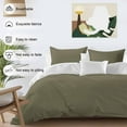 thumbnail image 3 of Abstract Solid Color Bedding Duvet Cover Set Twin Size 4 Pieces Simple Avocado Dark Low Saturation Bedding Set with Zipper Closure, 1 Comforter Cover 68x86 Inches 1 Flat Sheet & 2 Pillow Cases, 3 of 7