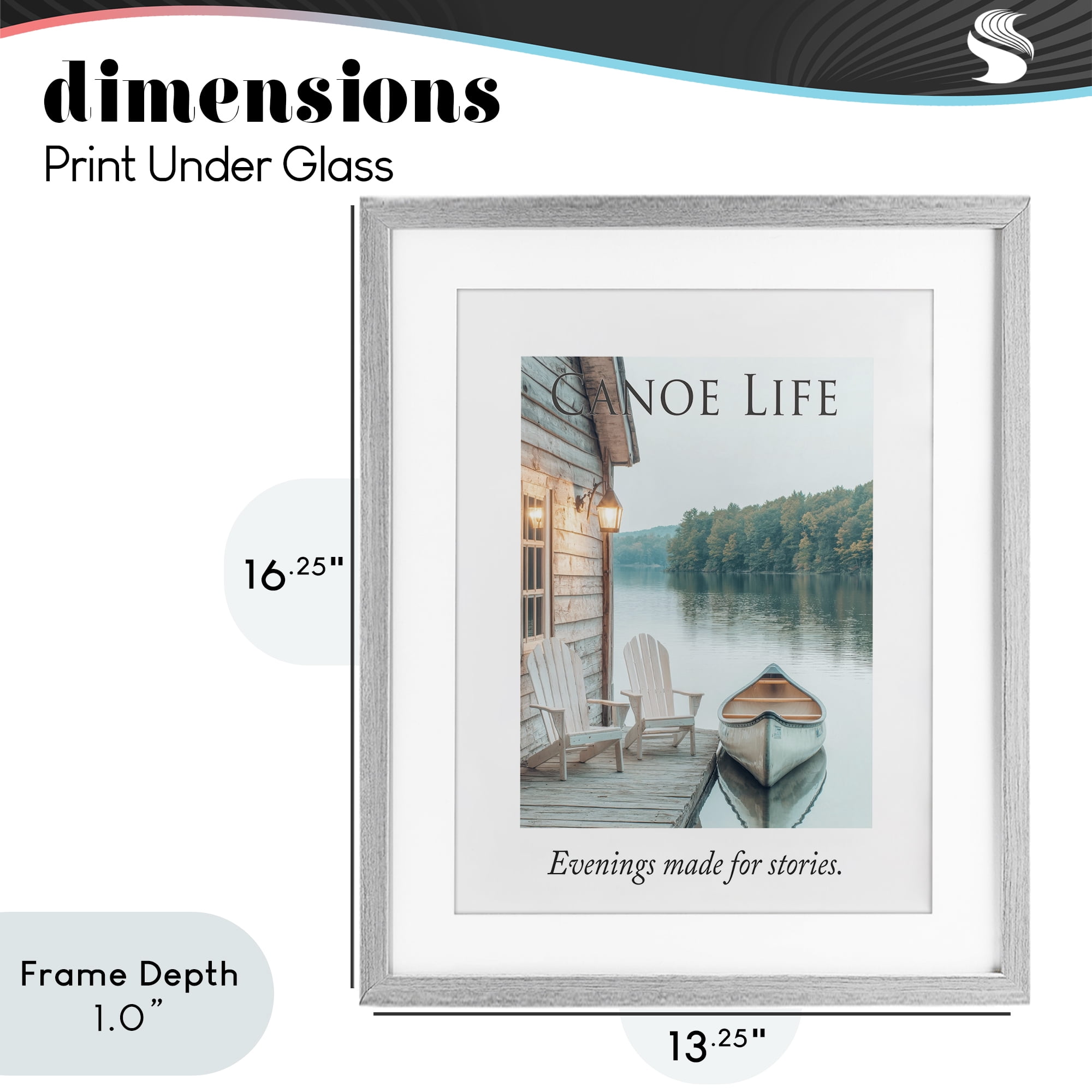 Stupell Industries Canoe Life Quote Gray Framed Print Under Glass, design by A Barefoot Stylist