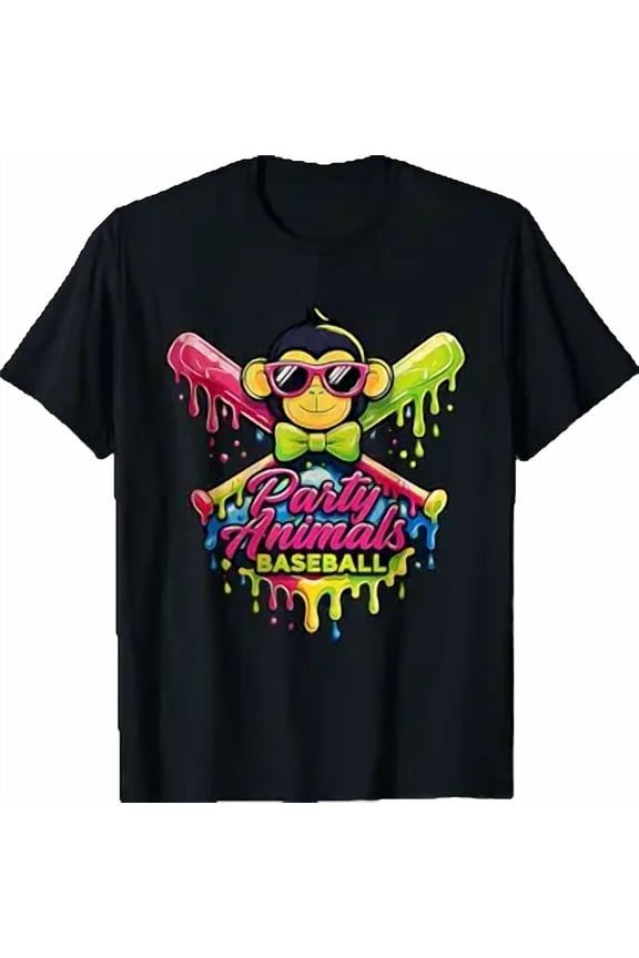 Party Animals Baseball Funny Monkey Men Women T-Shirt