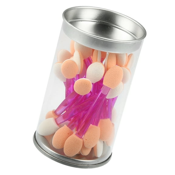 Vocoste 25PCS Dual Sides Eye Shadow Brushes Sponge Applicators Makeup Brushes Purple White with Container