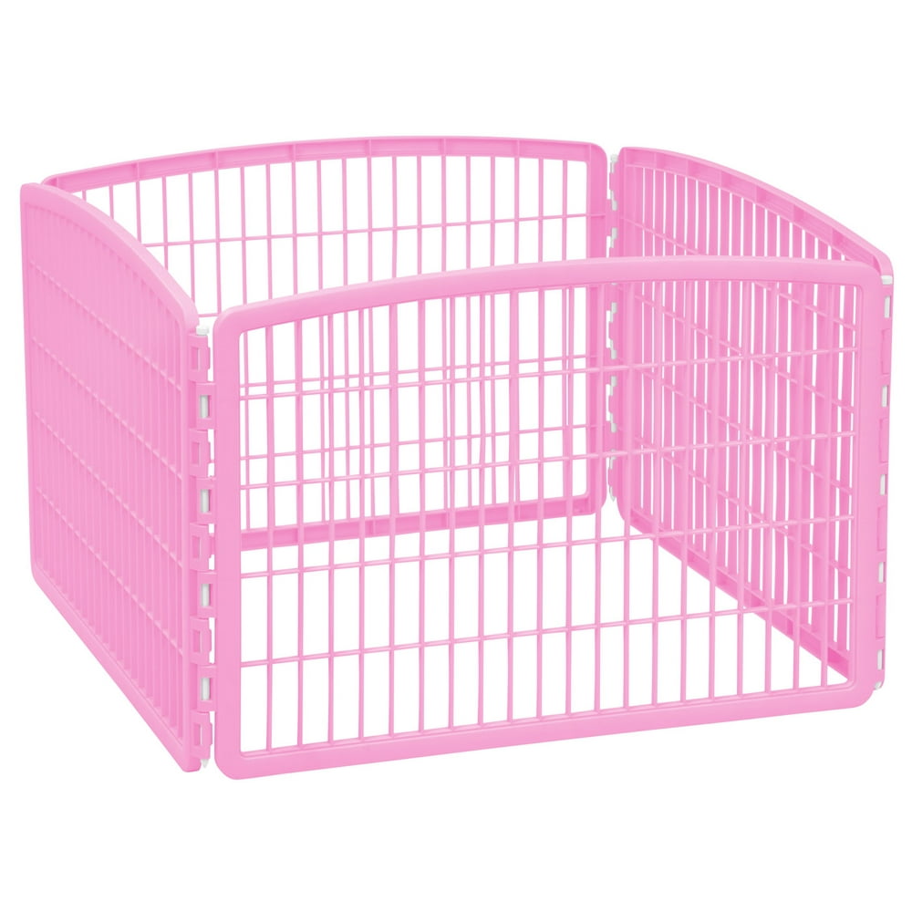IRIS USA 4 Panel Plastic Dog Playpen, Pink
