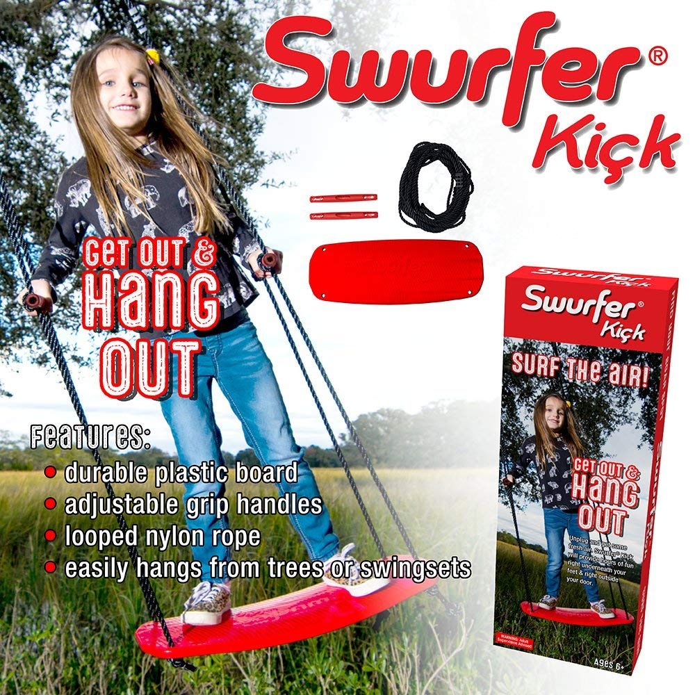 Swurfer Kick Stand Up Outdoor Tree Swing for Kids Holds Up to 150