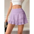 thumbnail image 5 of Female Pleated Mini Skirt Lace High Waisted Ruffle Short Skirts S, 5 of 7