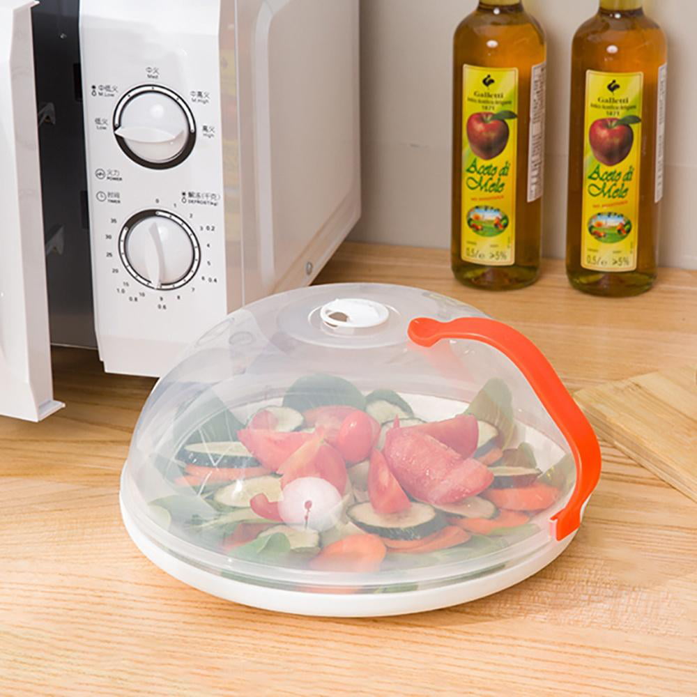 Lingouzi 2 Pcs Microwave Cover for Food, Microwave Splatter Proof Plate Guard, Plastic Microwave Plate Cover Clear Steam Vent Splatter Lid Plate