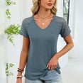 thumbnail image 2 of Sexlip Womens T Shirts V Neck Short Sleeve Tshirt Basic Tee Curved Hem Tops Blue XXL, 2 of 8