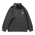 thumbnail image 2 of Sudadera sin capucha para hombre, informal, de color liso, con cremallera, cárdigan sin capucha, suéter de manga larga, abrigo holgado, abrigo de poliéster para hombre, 2 of 7