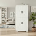 thumbnail image 5 of EOP Tall Kitchen Pantry Storage Cabinet with Doors, Wooden Snack Storage Cabinet with Adjustable Shelves, Large Food Pantry Cabinets with Wine Storage Grid & 6 Door Shelves, White, 5 of 8