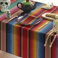 thumbnail image 5 of Mexico Tablecloth 60x84 Inch Rectangular, Halloween Cinco De Mayo Fiesta Colorful Stripes Washable Seasonal Table Cover for Party Picnic Dinner Decor, 5 of 6